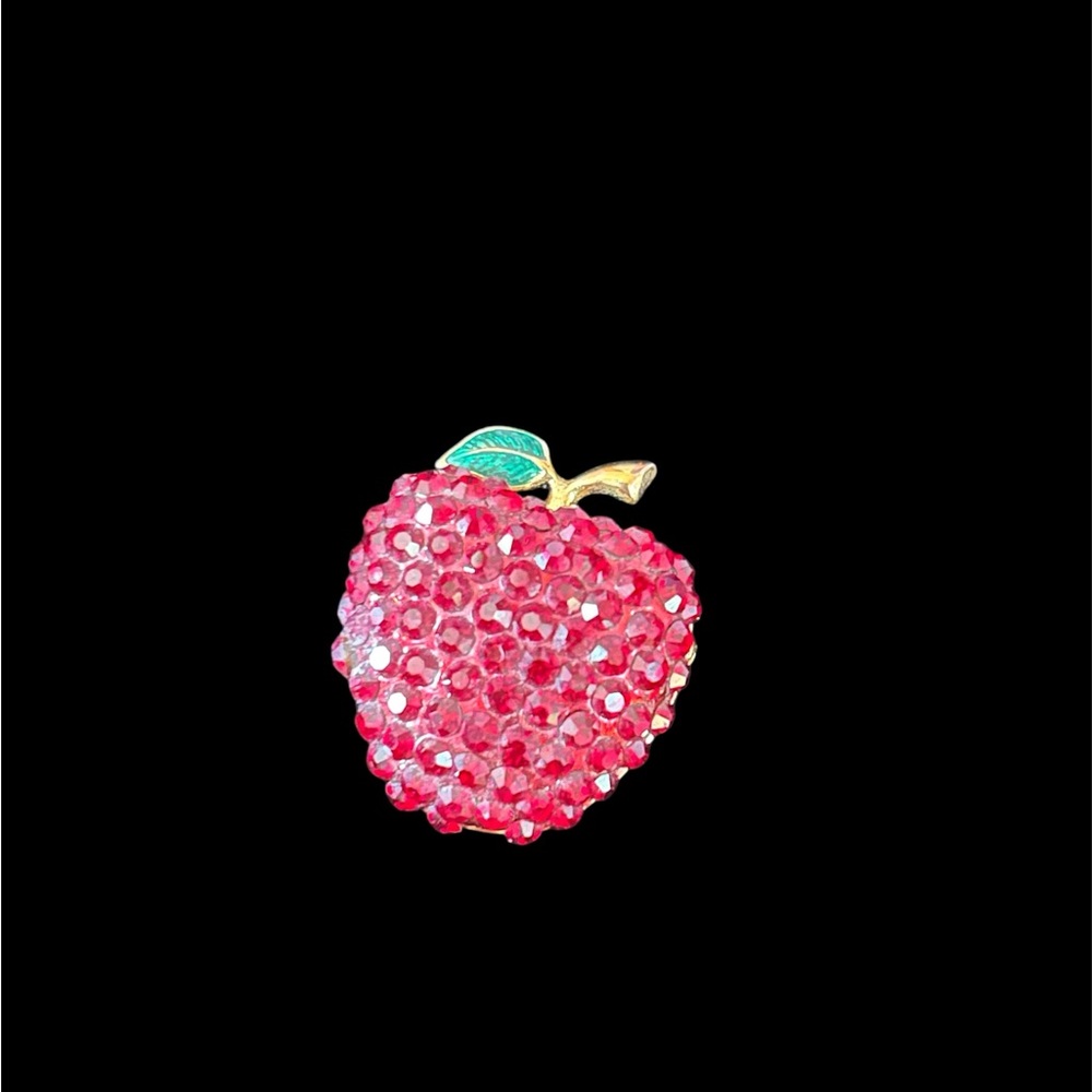 Elegant Red Apple Brooch